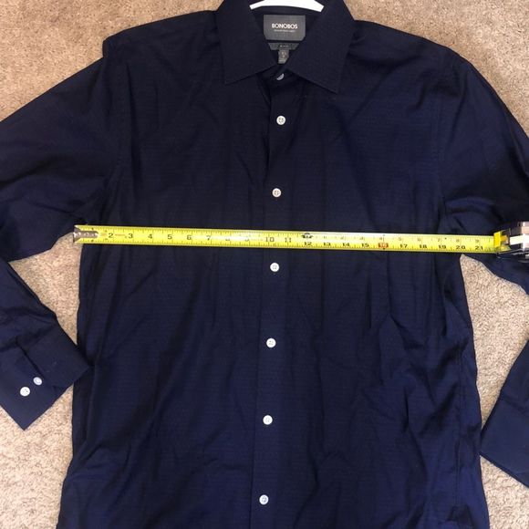 Bonobos Swiss Co. Slim Fit Dark Blue Dot Button-Up Shirt, Men's Size 16.5/ 34 - Picture 11 of 12